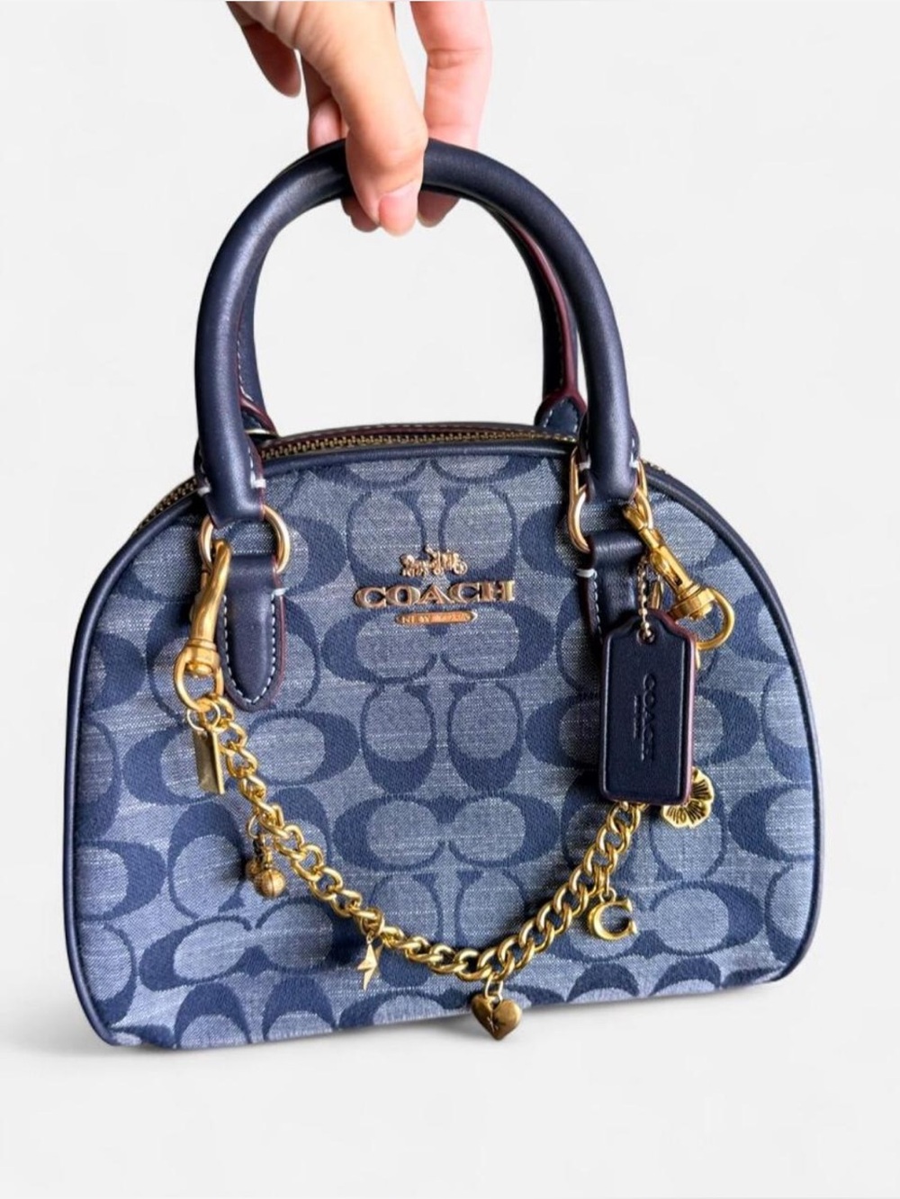 Coach Sydney small satchel crossbody bag (denim multi)
